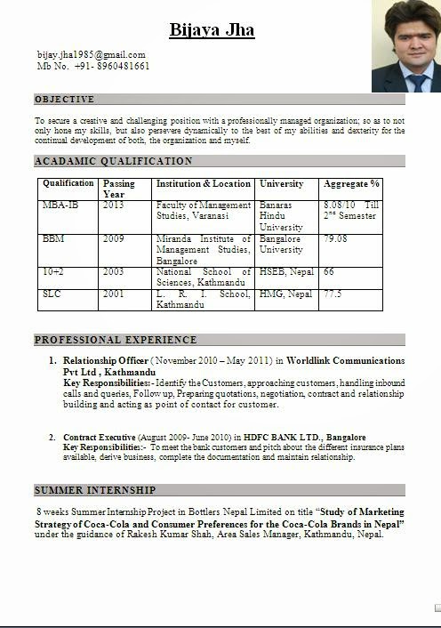 Resume format of event manager